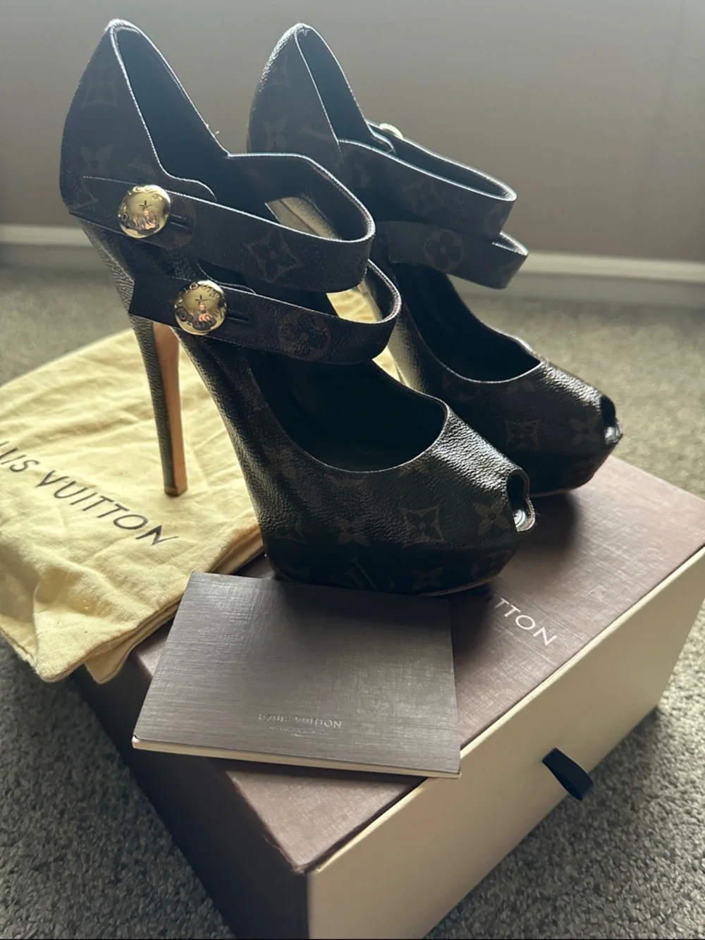 RARE! Authentic Louis Vuitton Ritual Fetish Monogram Canvas Peep Toe Pumps 40 - Picture 5 of 16